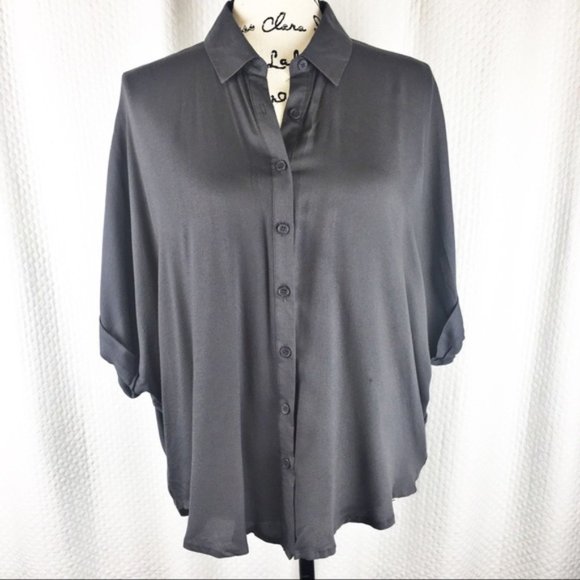 Forever 21 Gray Button Front Blouse S - Picture 1 of 6